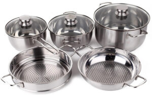 Bộ nồi inox 5 món Fivestar nắp kính